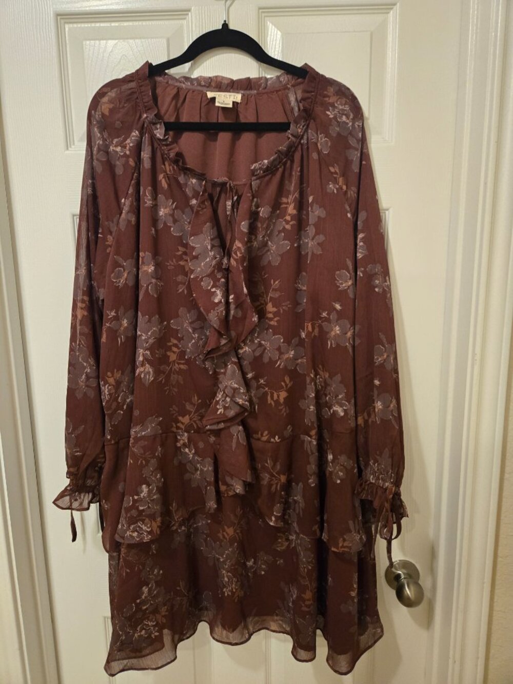 torrid Brown Floral Tiered Ruffle Midi Dress - Picture 4 of 12